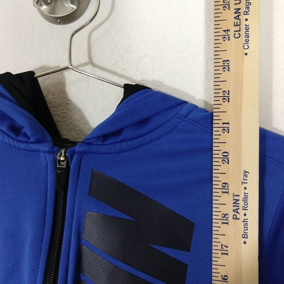 Nike Dri Fit Youth Full Zip Training Hooded Jacket Logo Spell out Blue Size L - Picture 5 of 9
